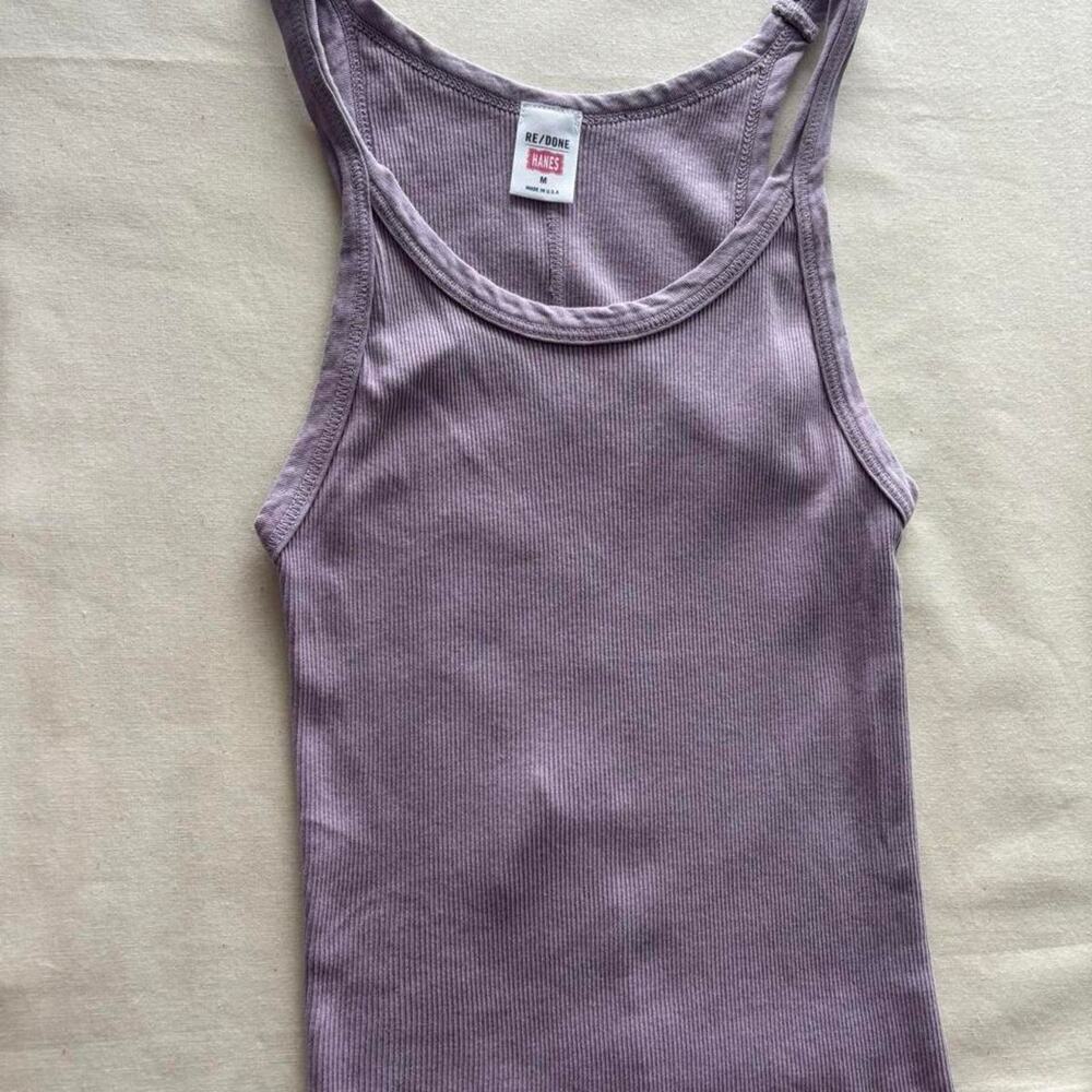 RE/DONE x Hanes Purple Ribbed Cotton Tank Top - Size M